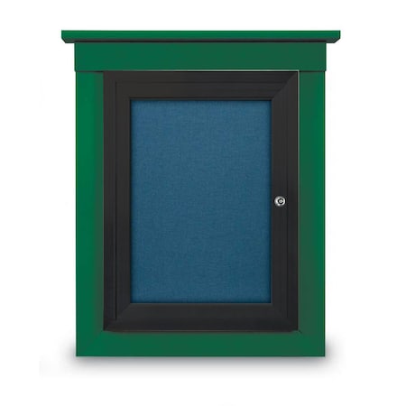 United Visual Products 60"x36" 2-Door Enclosed Letterboard, Green Vinyl/Walnut UV2625O-WALNUT-HUNGRN